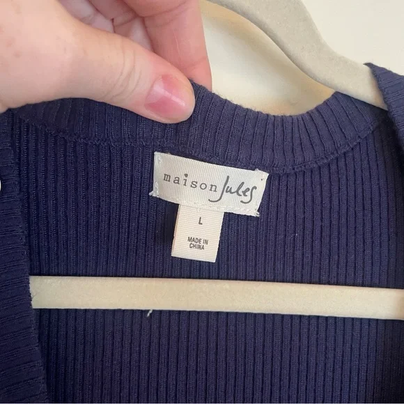 Maison Jules Womens Ribbed Sweater Dress with Buttons - size L - Picture 8 of 11